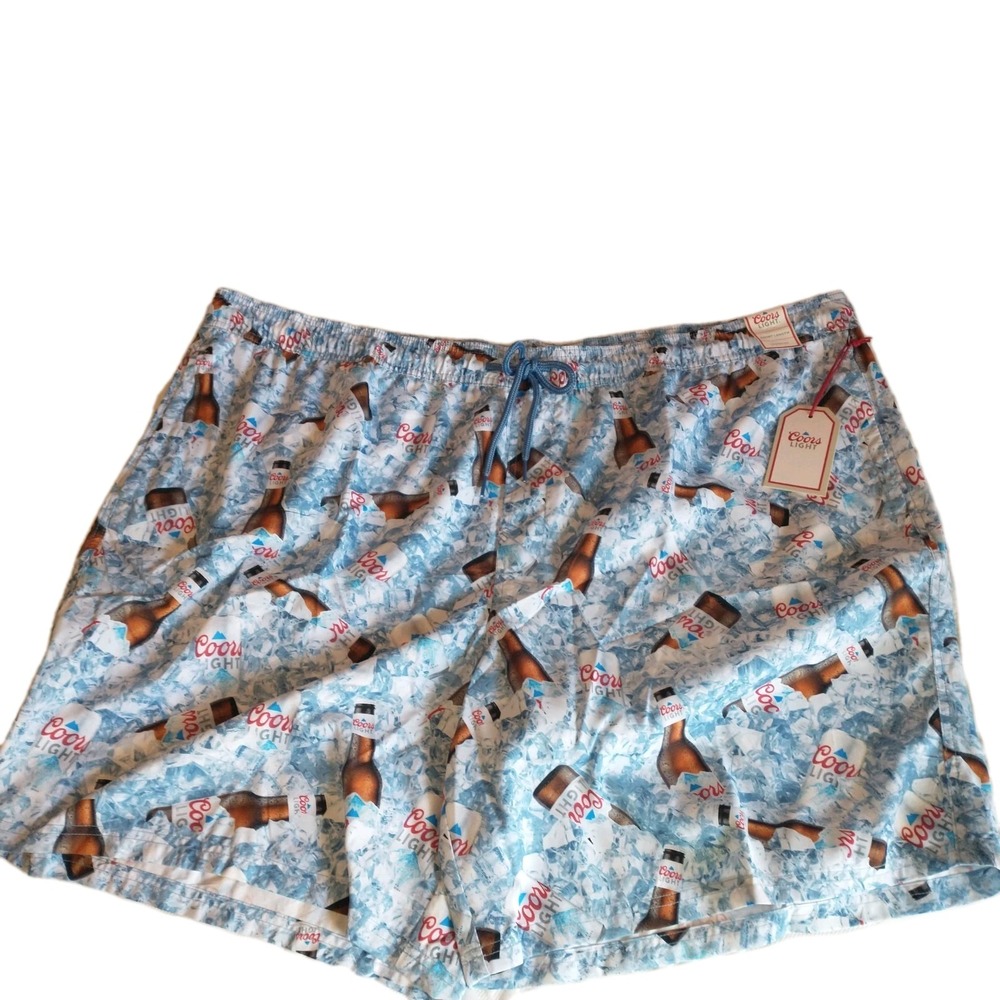Coors‎ Light Beer Men's Swim Trunks Shorts Unlined Pockets Drawstring 3XB NWT